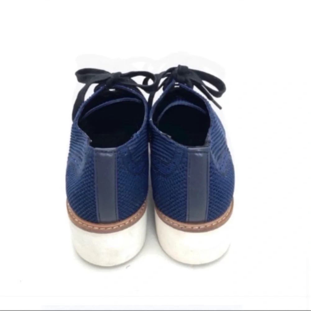 ZARA Knitted Platform Sole Classic Oxford Shoes in Blue Size 7.5